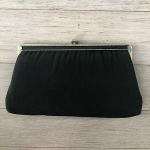Vintage H L USA Harry Levine Black Crepe Evening Bag Purse 1960's